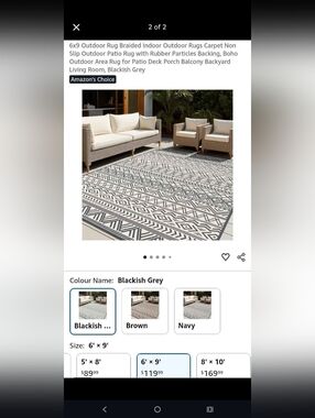 New Geometric Brown and cream Outdoor Area Rug 6 X 9